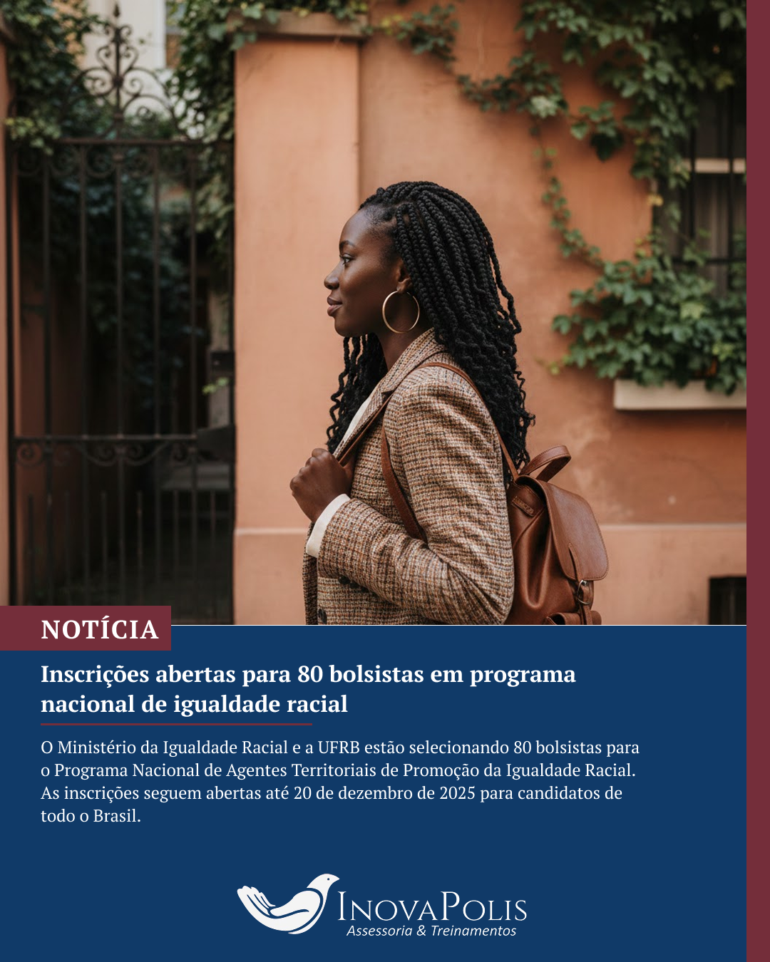 Inscrições abertas para 80 bolsistas em programa nacional de igualdade racial